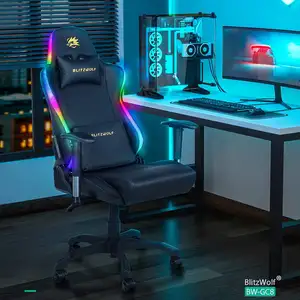 Blitzwolf rgb gaming chair racing gaming chair office chair executive chair swivel chair led gamer computer chair desk chair 1 Item image