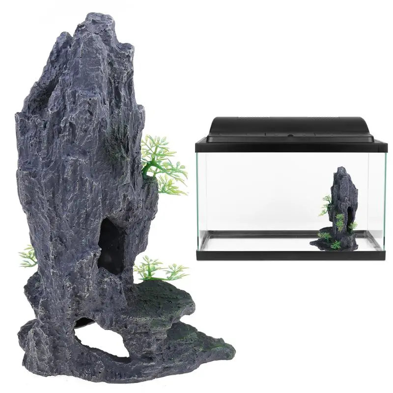 

Aquarium Mountain View Stone Ornament Tree Rock Cave Fish Tank Decoration