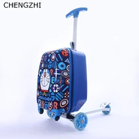 chengzhi 18inch cute cartoon sports scooter luggage backpack rolling luggage spinner travel boarding suitcase for kid