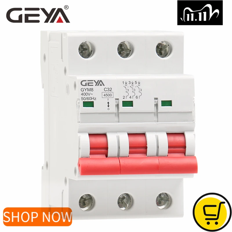 Мини автоматический выключатель GEYA GYM8 3P MCB 6A 10A 16A 20A 25A 32A 40A 50A 63A 220V Din рейка C Кривая