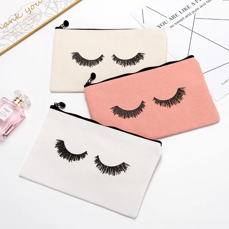 

Eyelash Pencil Case Canvas Printing Cosmetic Bag Hand Bag Women's Multifunctional Storage