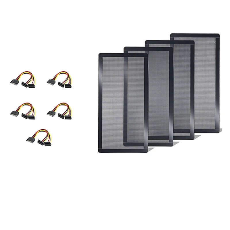 

4 Pcs 120X240mm Dust Filter for Computer Cooler Fan & 5 Pcs SATA 15 Pin Male to 2 SATA 15 Pin Female Power Cable