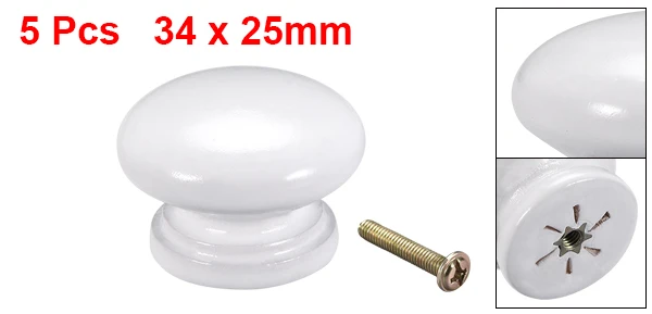 White 34x25mm 5pc Uxcell 5-12 шт. круглая ручка 35 мм 24 мм 28 мм диаметр мебель для шкафа спальни кухни темно-коричневого дерева белого цвета - Цвет: White 34x25mm 5pc