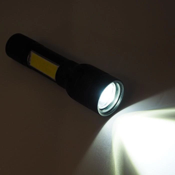 Фонарь ручной аккумуляторный 10 Вт диод P50+cob 3 режима 1200 mAh 14.5х3.5 см 7069501