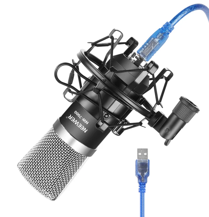Black Neewer NW-7000 USB конденсаторный микрофон комплект для Windows и Mac с металлическим микрофоном ударное крепление шарикового типа анти-ветер пены крышка - Цвет: Black