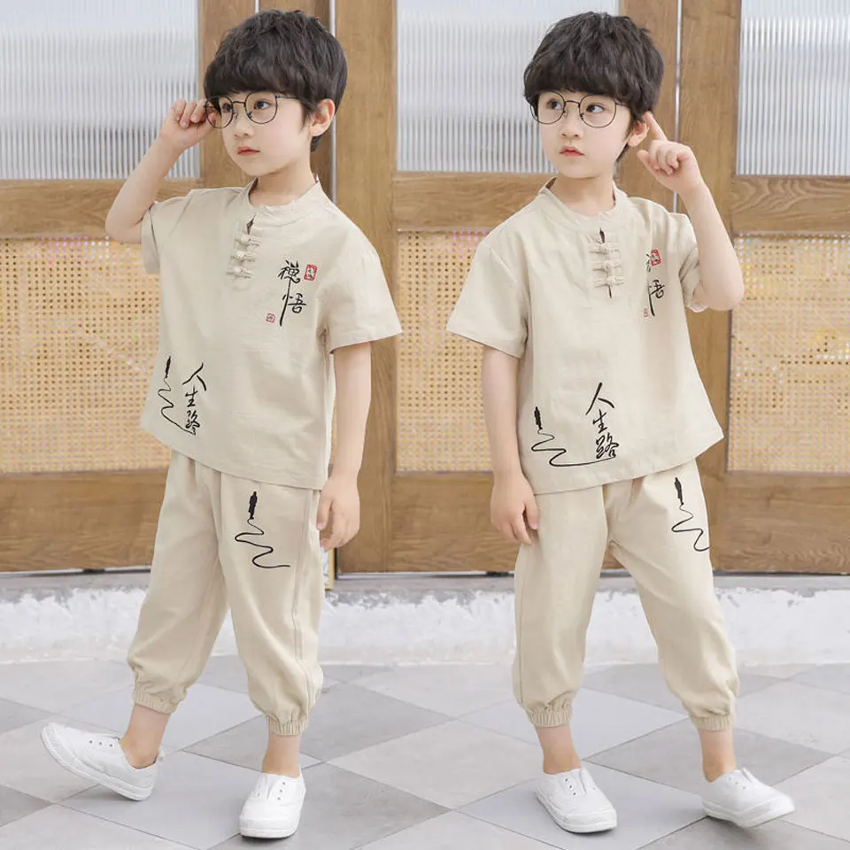 Купи 2 Colors Fashion Baby Boys Clothing Sets Tops Short Sleeve+ Pants 2Pieces Suits Children Clothes Outfits For 3T-10 Year Kids за 967 рублей в магазине AliExpress