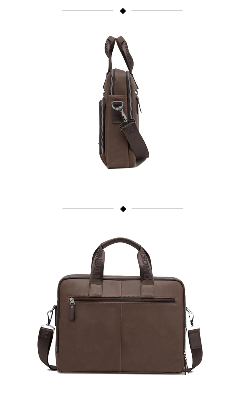Бренд BISON DENIM, мужской портфель, сумка-портфель, Сумки из натуральной кожи, 14 дюймов, сумка для ноутбука, бизнес сумки через плечо, N2333-3