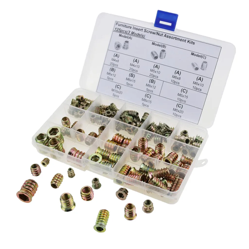 125 шт. M5 M6 M8 M10 шестигранные гайки из цинкового сплава набор крепежных