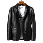 Осенний Мужской приталенный деловой блейзер из искусственной кожи, деловой повседневный жакет из искусственной кожи, пальто, Мужская рабочая одежда, блейзеры, черный, красный, коричневый