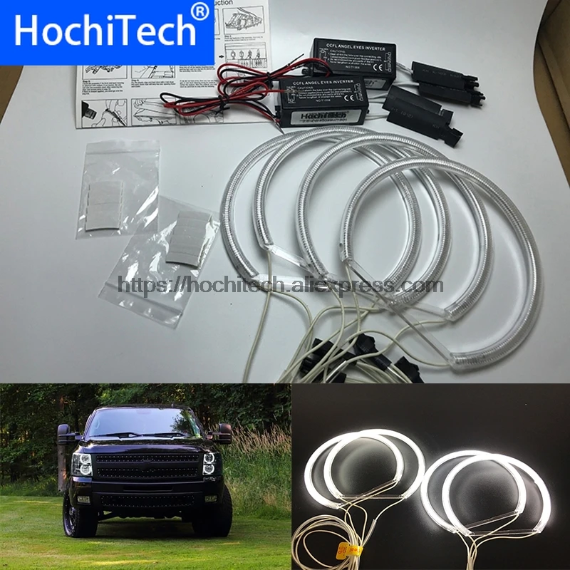 

HochiTech для 2007-2014 GMC Sierra 1500 2500 3500 стайлинга автомобилей ультра яркий CCFL Angel Demon Eyes Kit теплый белый гало кольцо