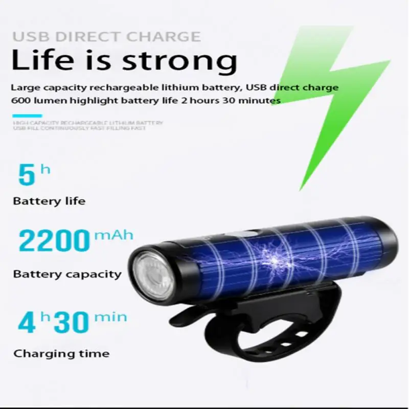 

2200mAh Bicycle Light Aluminum Alloy Car Headlight Bicycle Flashlight Night Riding Strong Light Usb Charging Outdoor 4 Model