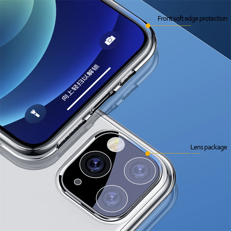 Полный защитный прозрачный чехол для iPhone 12 11 Pro Max X Xr Xs 8 7 Plus 6 6s SE 2020 13 Mini из ПК и ТПУ.