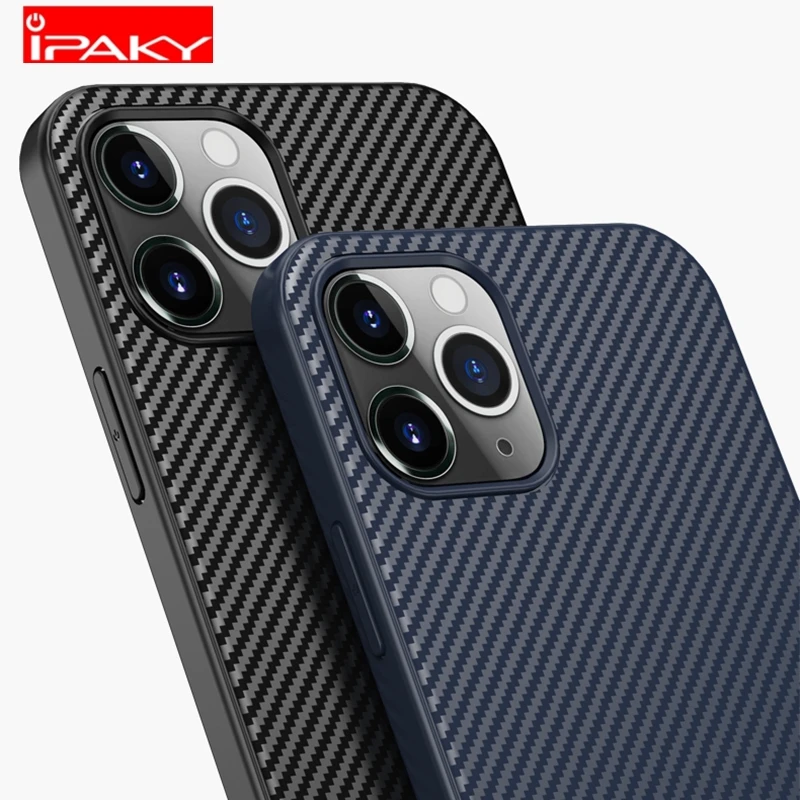 Чехол IPAKY для iPhone 12 чехол Pro из углеродного волокна смешанный силиконовый