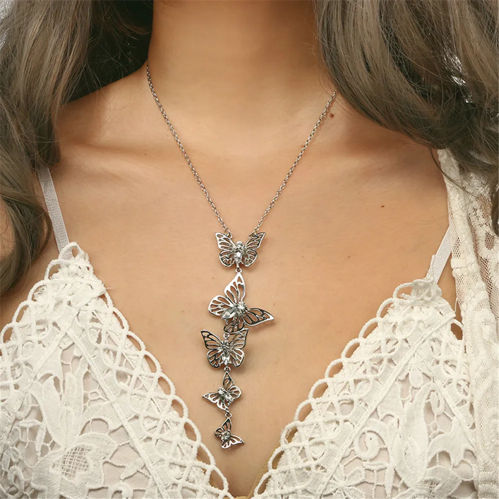 

New Find Fashion Hollow Alloy Cute Animal Butterfly Clavicle Chain Jewelry For Women Wedding Birthday Gift