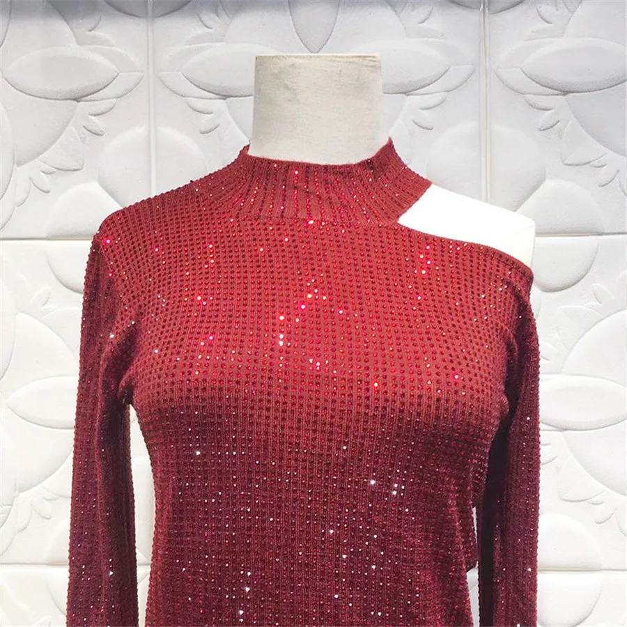 New Women Fashion Sweater Jumper Long Sleeve Diamond Pattern Red Jumper Sweater Winter Women Sweater O-neck Tops Sweaters