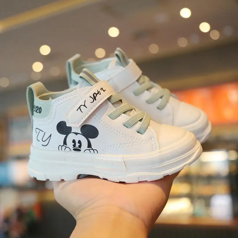 Детские ботинки Disney короткие модные сапоги для маленьких девочек с Микки Маусом