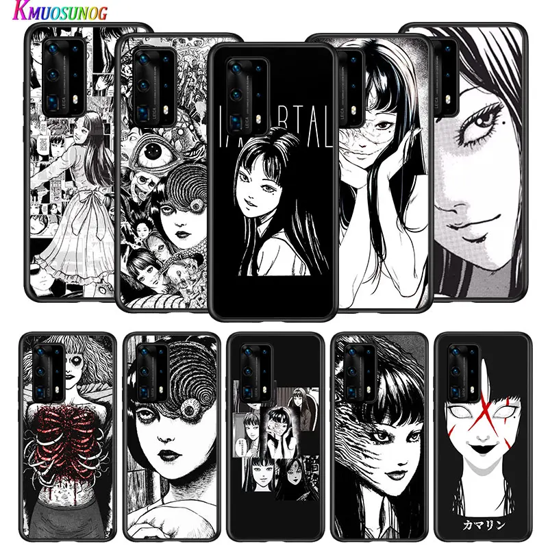 

Junji Ito Tees Horror for Huawei P40 P30 P20 P10 Pro Lite E Plus 4G 5G P9 P8 Lite P Smart Z S Plus Soft Black Phone Case