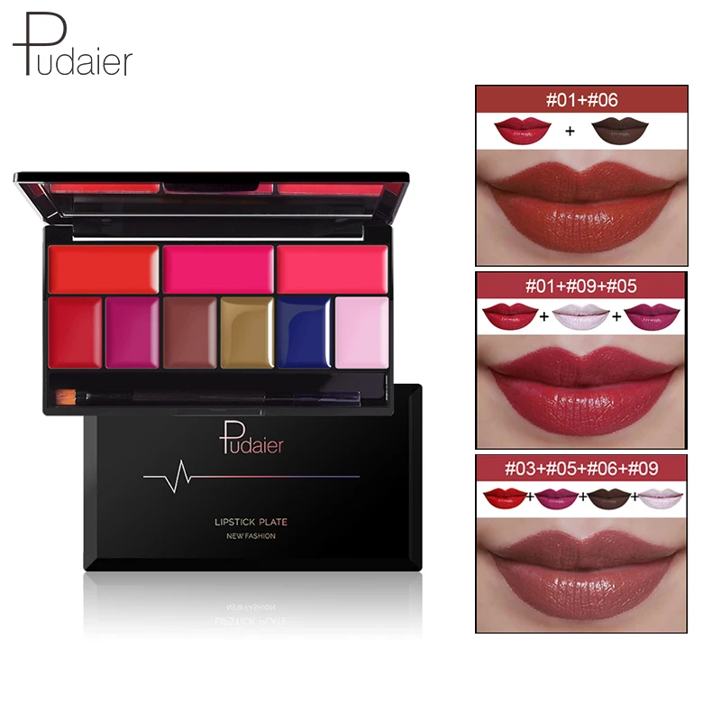 

Pudaier 1PC 9Colors Lipstick Palette Cream Waterproof Nutritious Moisturizer Long Lasting Lip Stick Pigment Makeup palette
