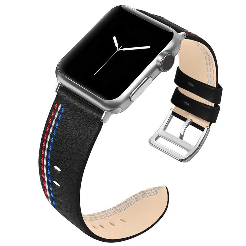 Кожаный ремешок для Apple Watch 42 мм для Iwatch серии 4 3 2 1 40 мм 44 мм сменный Браслет аксессуары для часов - Цвет ремешка: Черный