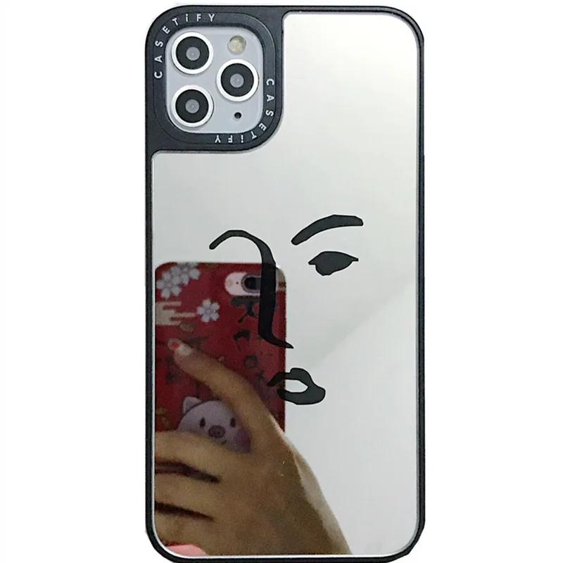 

Mirror glass cartoon mobile phone case for iphone 7/8plus xr xsmax Apple 11 11pro anti-fall protective cover