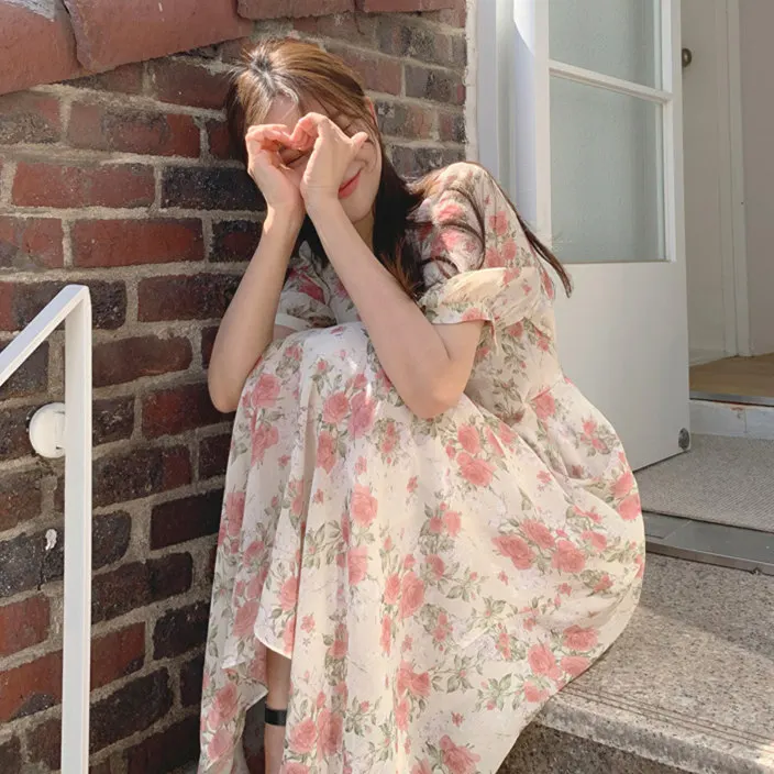 2021 Новое летнее платье с цветочным принтом вечернее длинное винтажное большого