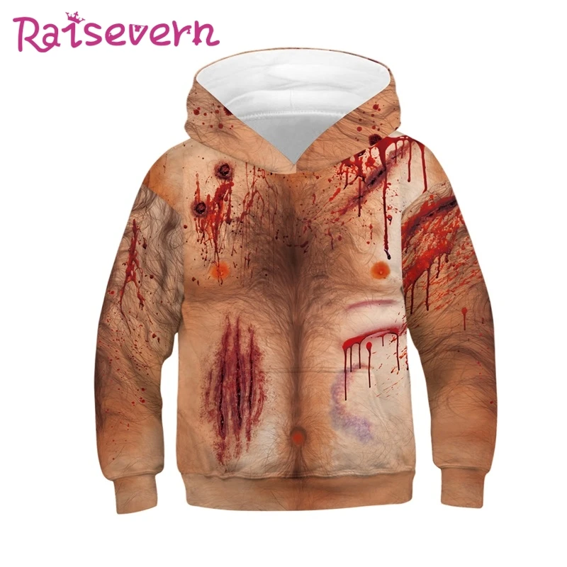 Толстовки с капюшоном для мальчиков и девочек на Хэллоуин детская толстовка