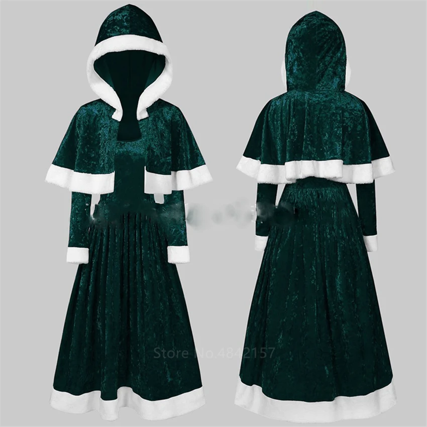 

Christmas Cosplay Costumes Ladies New Year Halloween Party Warm Hoodie White Border Xmas Dress Stage Performance Clothing