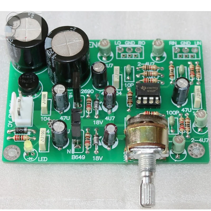 AC Dual 12V ~ 20V NE5532/TL082 Op Amp Preamp Mini DIY Kit/готовая плата шасси усилитель мощности