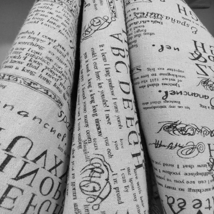 Ткань хлопчатобумажная льняная с принтом газет для квилтинга шитья дивана
