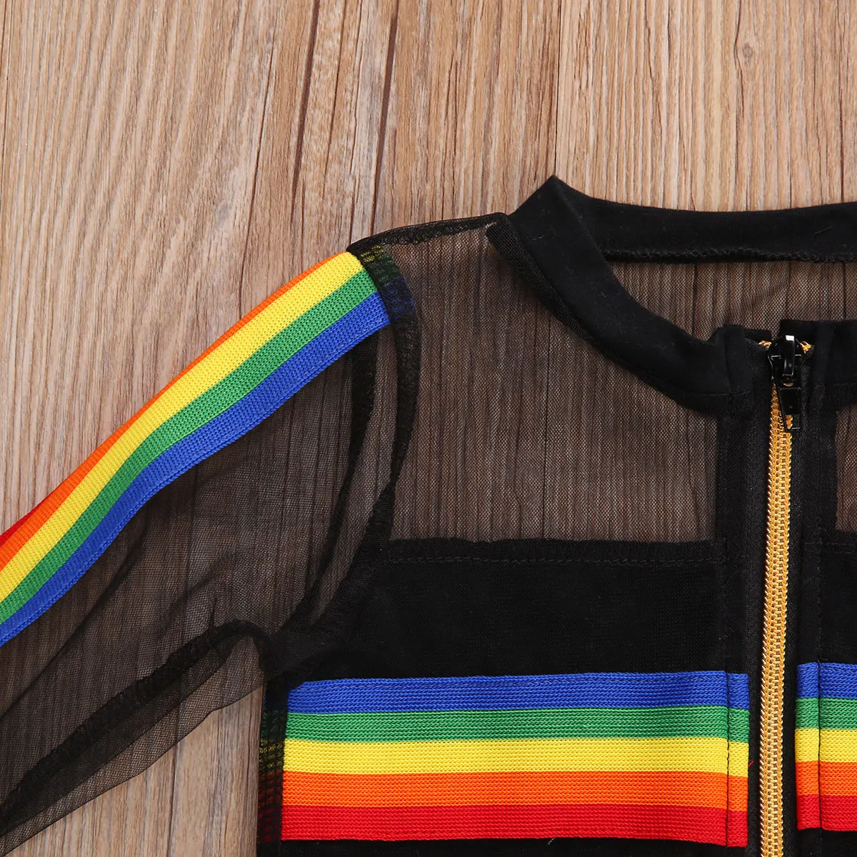 2020 детская одежда для девочек костюм с шортами в полоску прозрачный радужным