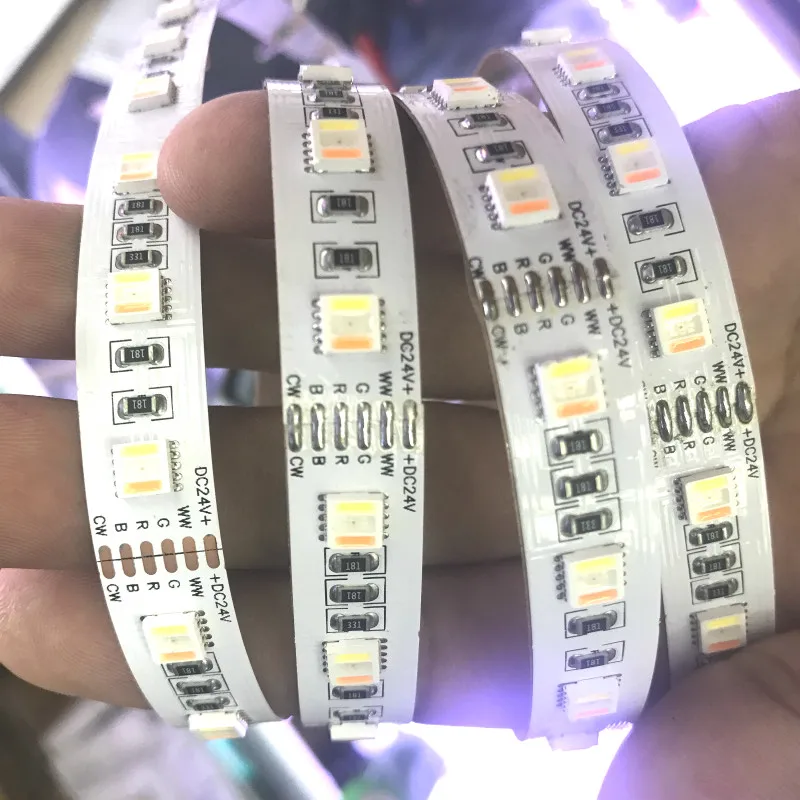 Гибкая светодиодная лента светильник RGB CCT 5 в 1 чипы CW + WW DC 12 В/24 В 60 светодиодов/м