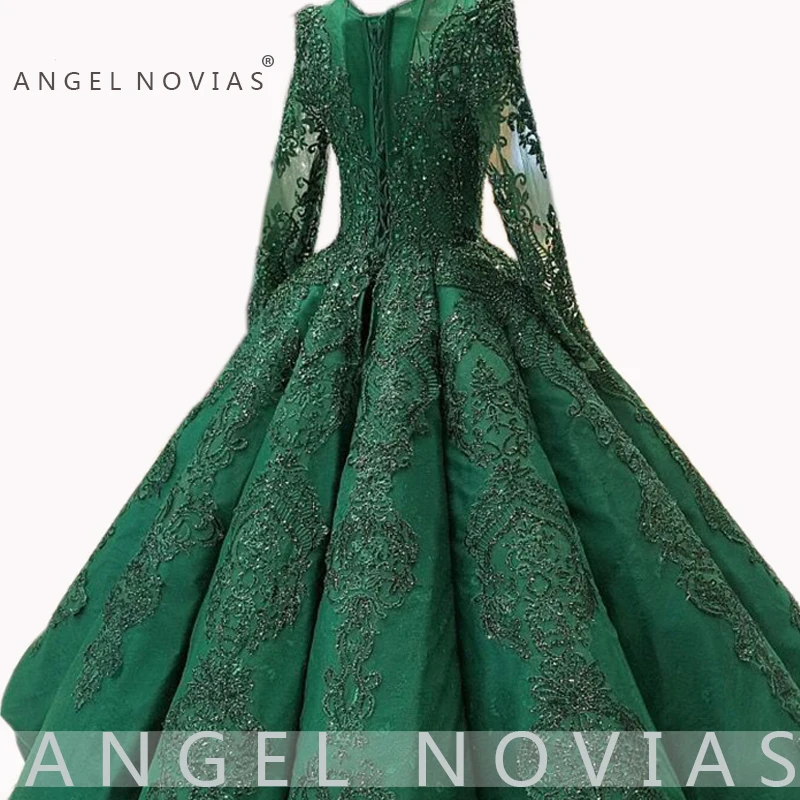 ANGEL NOVIAS, бальное платье с длинным рукавом, зеленый цвет, Саудовская Аравия, мусульманские свадебные платья,, Турция, Vestido de Novia, свадебные платья