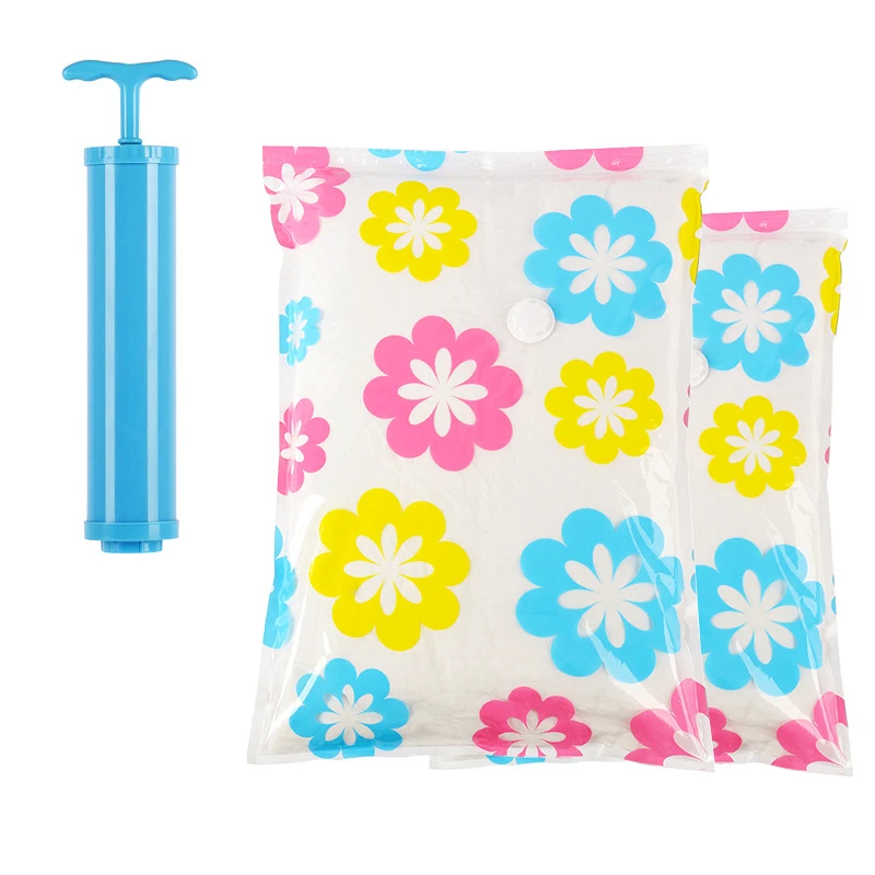 Вакуумная упаковочная вакуумная сумка для хранения с ручным насосом одежды