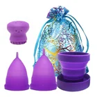 Медицинская силиконовая менструальная чаша, Женская гигиена, менструальная чаша, многоразовый коллектор менструаций и Очищающая щетка для лица