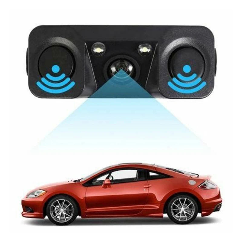 HD Car Rear View Camera 3 in 1 Parking Radar Detector Sensor LED Night Vision Waterproof Reverse Camera