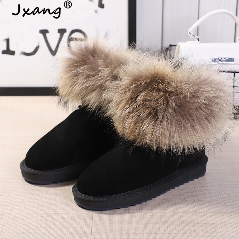 JXANG 2020 модные классические женские замшевые короткие зимние ботинки с лисьим