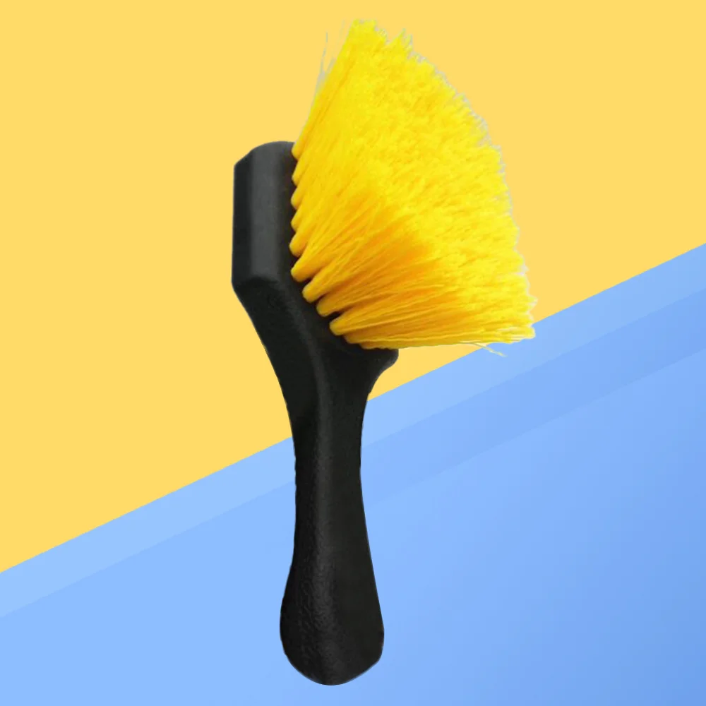 

Vehicle Washing Brush Car Tire Rim Scratch-Free Cleaning Brush Car Wheel Wash Handle Brush Tool (Yellow)