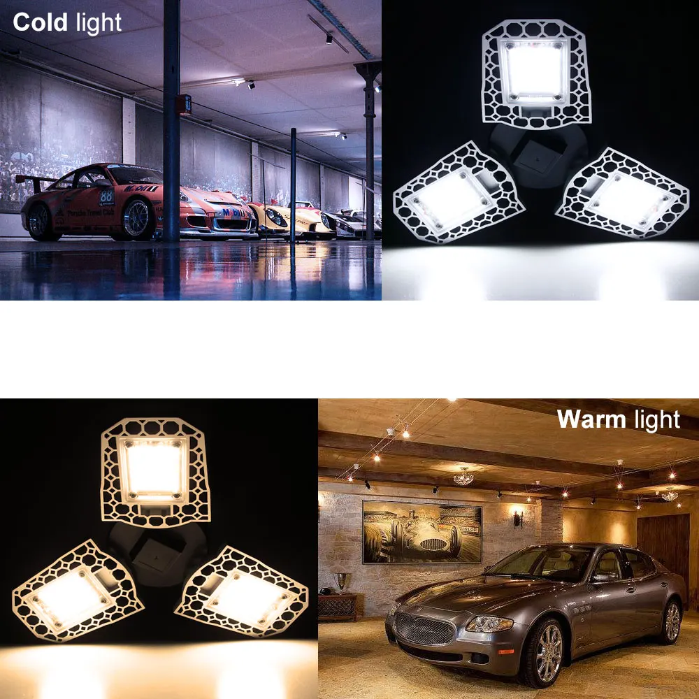 

220V Garage Light LED Lamp E27 Ampoule LED E26 60W 80W 100W LED Bulb Deformable Light Sensor Waterproof Outdoor Lighting 110V