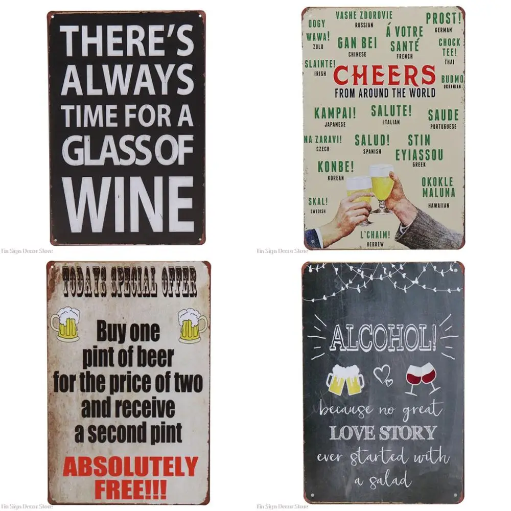 

Coffee Beer Metal Tin Sign Cheers Alcohol Food Art Poster Shabby Plaque Iron Poster Pub Wall Stickers