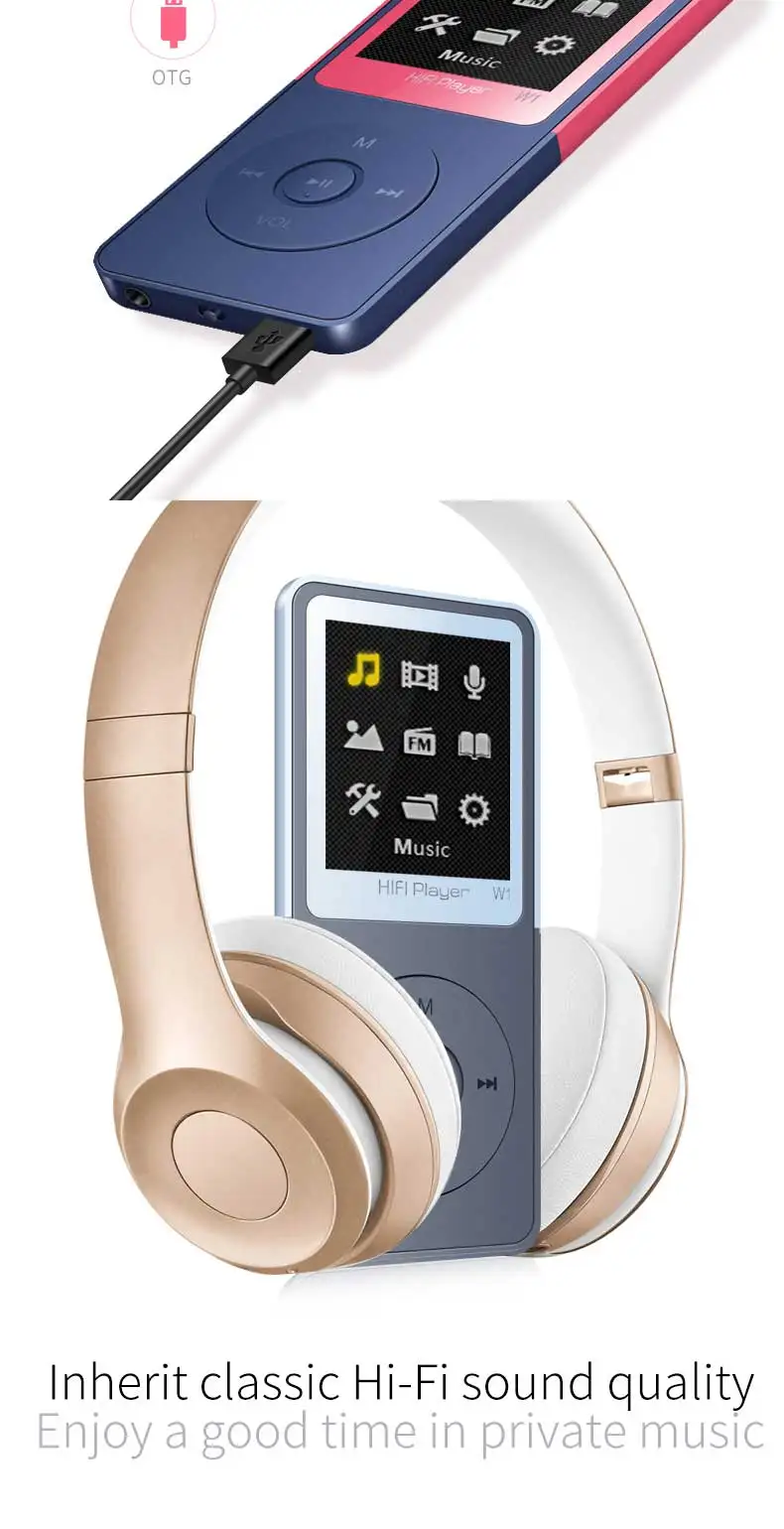 BTSMONE W1 новая версия mp3-плеер Встроенный 40 г и колонки может воспроизводить 80 ч без потерь портативный walkman с радио/FM/запись