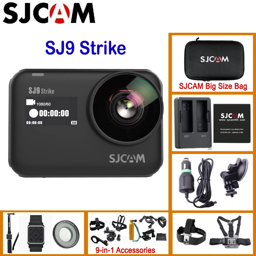 Экшн камера SJCAM SJ9 Strike Gyro/EIS supermooth 4K 60FPS Wi Fi дистанционное управление чип Ambarella