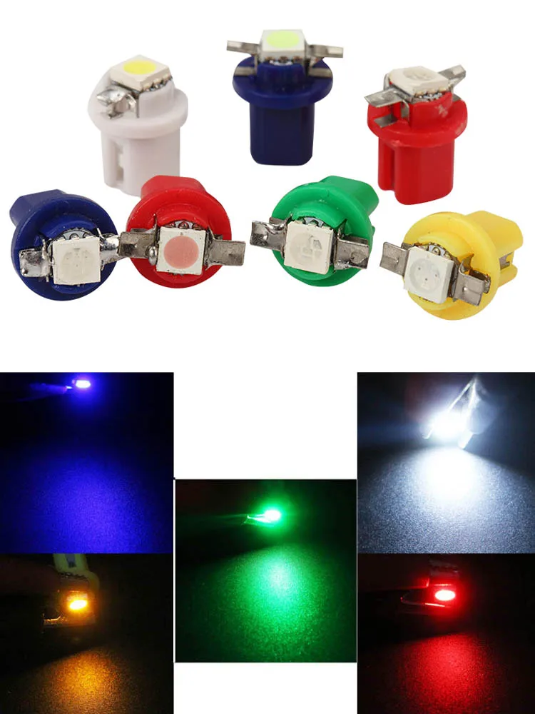 10 шт. авто светодиодный T5 B8.5 B8.5D BAX10d 5050 1 SMD 12V автомобиль приборной панели