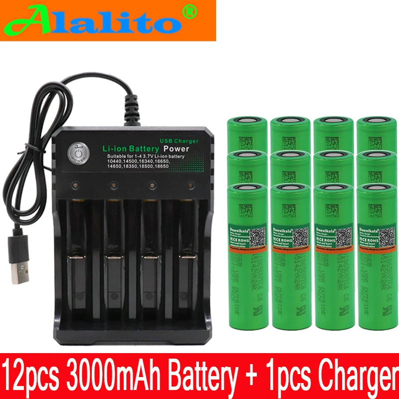 12 шт. 2019/100% оригинал VTC6 18650 V 3000 mAh Li ion 3 7 batera para SONY us18650 vtc6 USO + USB зарядное устройство |