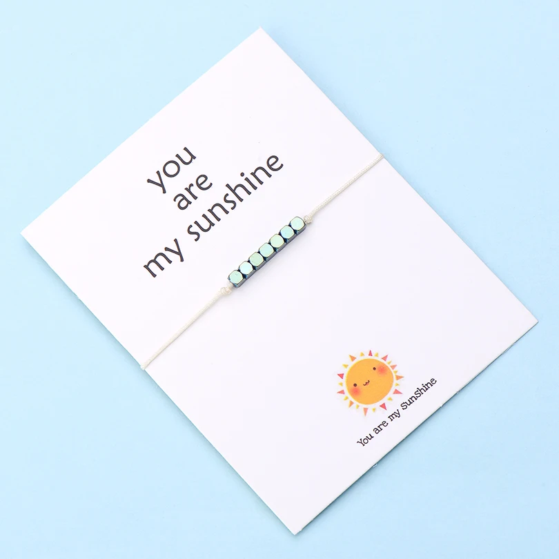 color 2 IYOE Wish Card You Are My Sunshine крошечные бусины браслеты с подвесками для женщин и мужчин геометрические бусины ручной работы красный браслет с нитью подарок - Окраска металла: color 2
