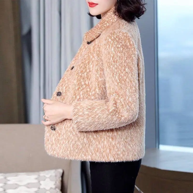 

Fashion 2020 Female Faux Fur coat Women Mink Fur Autumn And Winter New Gold Velvet Outwear Woolen Jacket