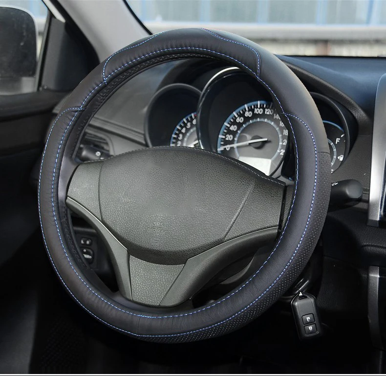 Кожаный Автомобильный чехол на руль для Toyota Corolla Avensis Yaris Rav4 Hilux Prius Auris 2013 авто аксессуары