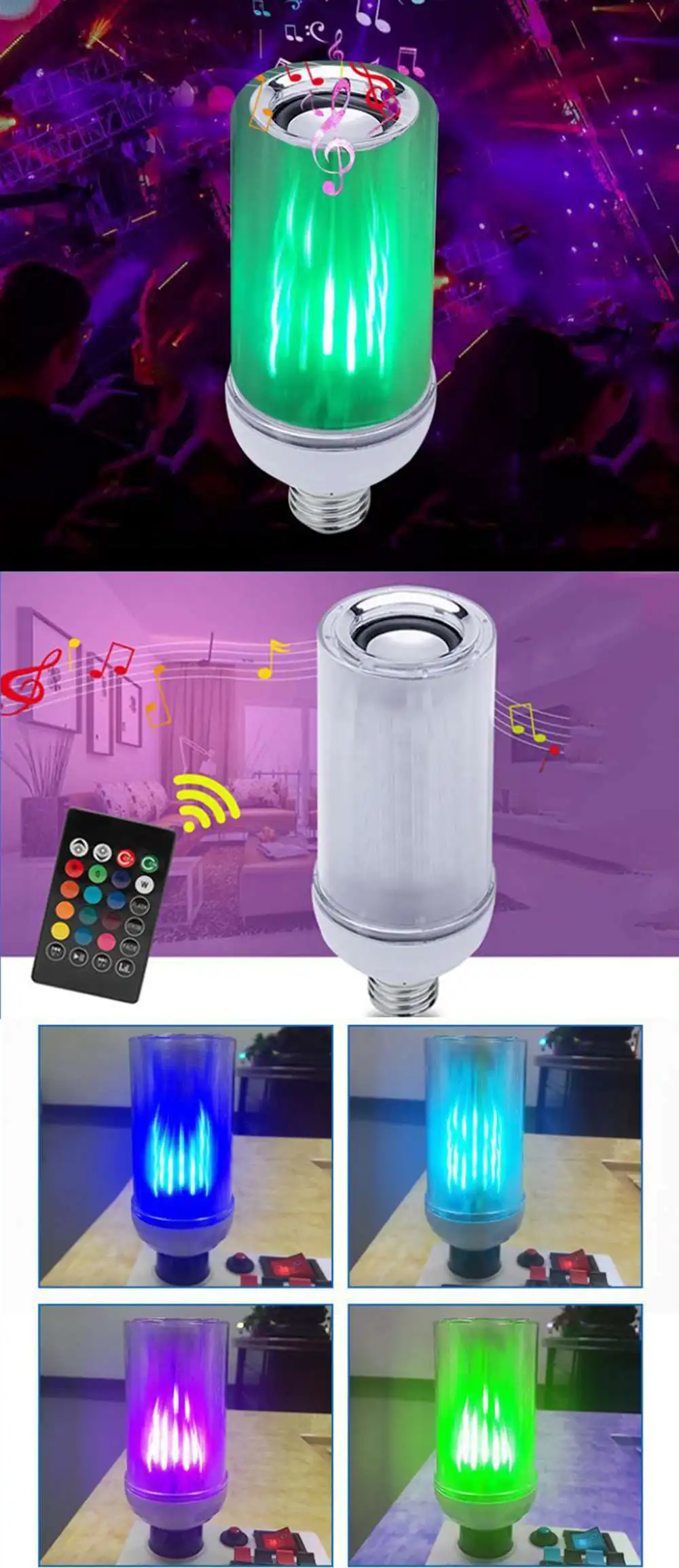 Умная E27 rgb-колонка с bluetooth светодиодный лампочка 9 Вт Музыкальный Игровой беспроводной светодиодный светильник с 24 клавишами дистанционного управления