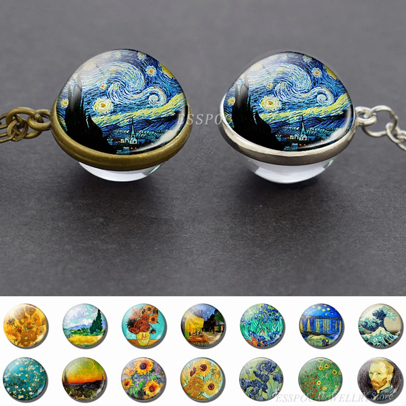 Картина с подвеской в виде подсолнуха стиле Ван Гога | Украшения и аксессуары