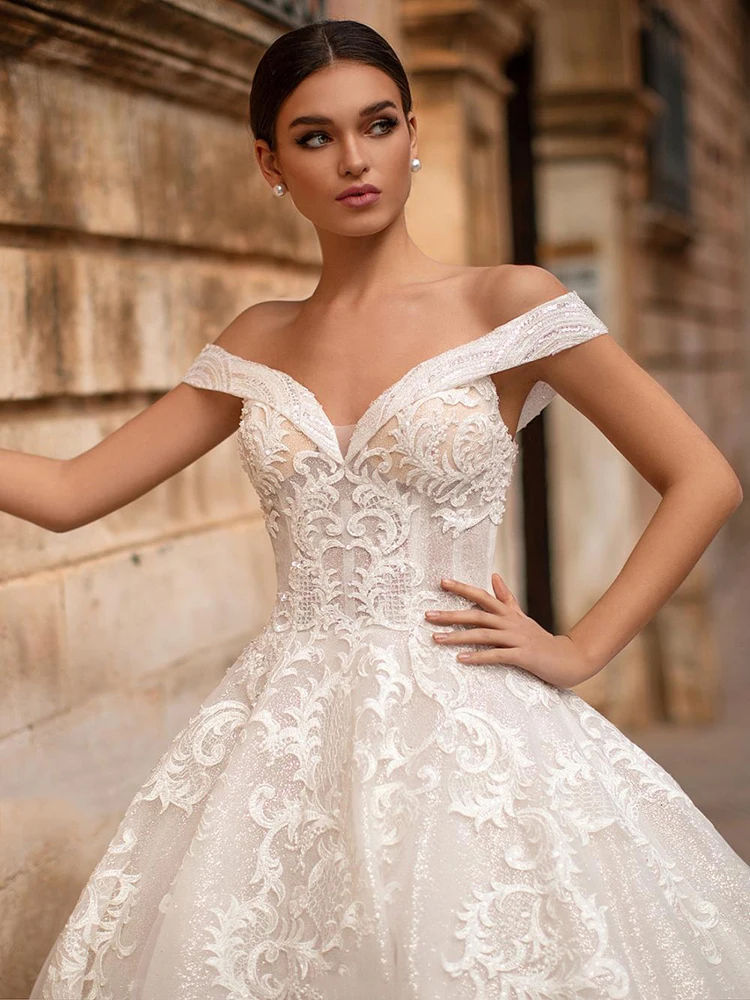 

BAZIIINGAAA Simple Wedding Dress Lace Little Beading Strapless Dress Luxury Wedding Gowns Bridal Can Be Washed Bride Dresses