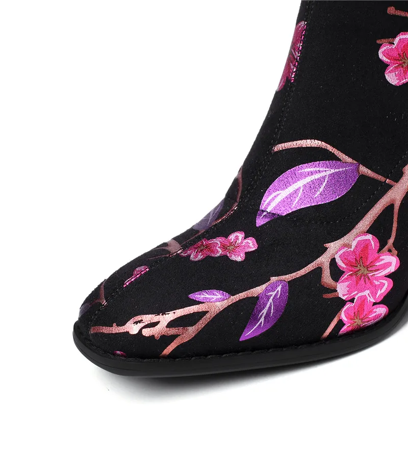 34 42 ботильоны для женщин модные женские ботинки с цветочным узором Каблук 5